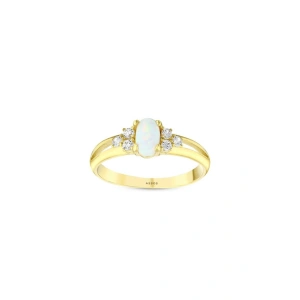Opal Taşlı Altın Oval Yüzük - 14K