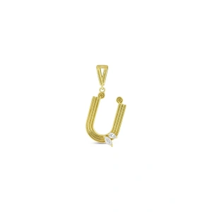 Altın U Harf Kolye Ucu - 14K