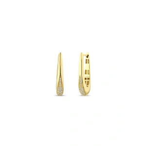 Altın Taşlı Tasarım Küpe - 14K