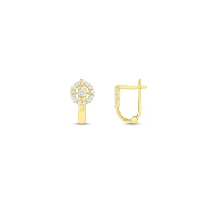 Altın Taşlı Çocuk Küpe - 14K