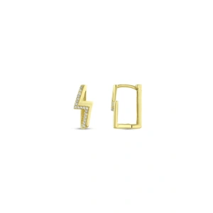 Altın Taşlı Tasarım Küpe - 14K