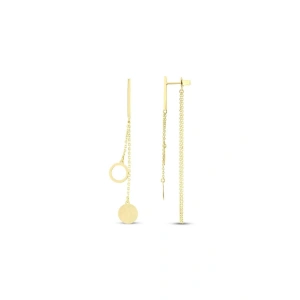 Altın Sallantılı Tasarım Küpe - 14K
