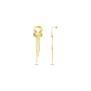 Altın Sallantılı Tasarım Küpe - 14K