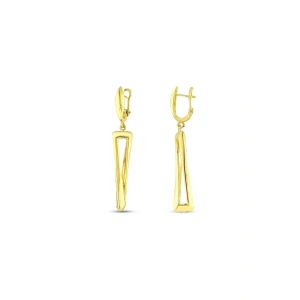 Altın Sallantılı Tasarım Küpe - 14K