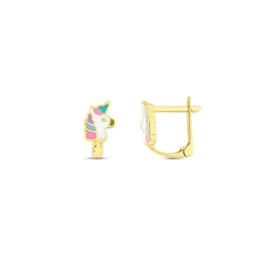 Altın Unicorn Çocuk Küpe - 14K