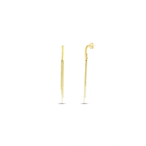 Altın Sallantılı Tasarım Küpe - 14K