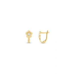 Altın Çiçek Çocuk Küpe - 14K